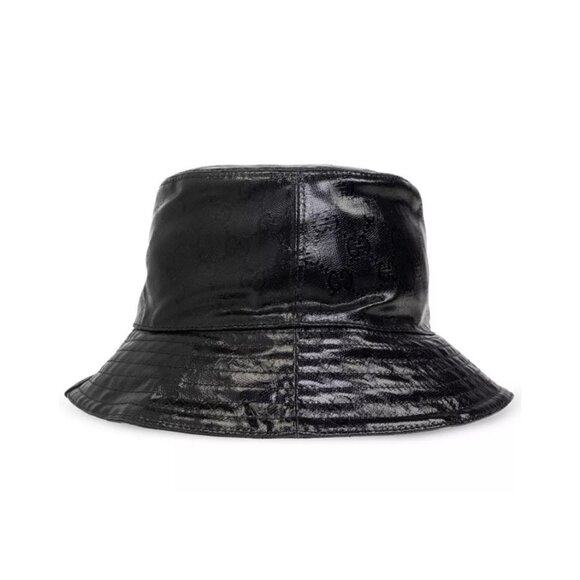NWT GUCCI GG MONOGRAM LOGO BUCKET HAT MADE IN ITALY 760144 SZ M BLACK LOGO - Picture 1 of 9